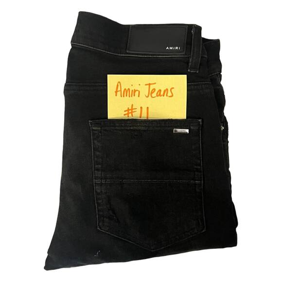 Amiri Black Denim Distressed Ripped Jeans Size 32 - Picture 8 of 8